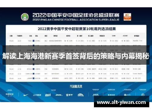 解读上海海港新赛季首签背后的策略与内幕揭秘